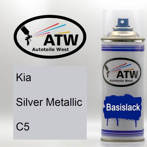 Kia, Silver Metallic, C5: 400ml Sprühdose, von ATW Autoteile West.